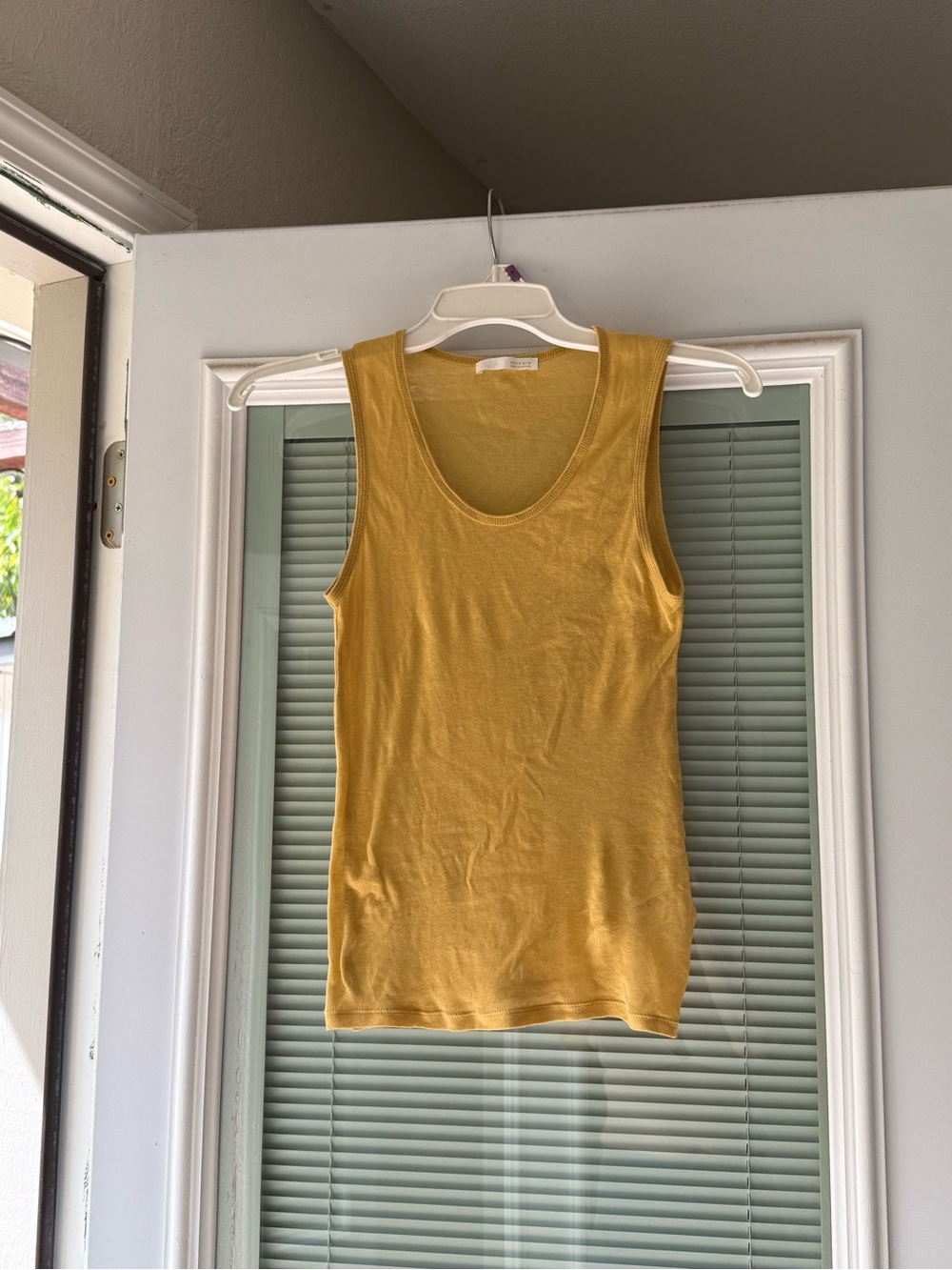 Zara Mustard Yellow 100% Cotton Scoop Neck Tank Top